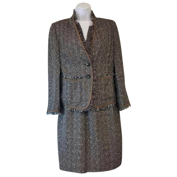 Escada Dresses & Skirts - ESCADA Fringed Edges Tweed Dress Suit 34  36